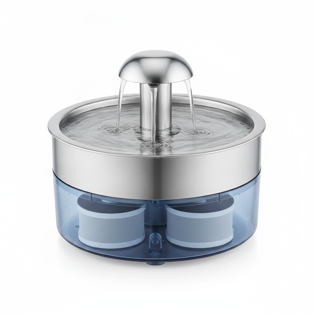Veken Stainless Steel Pet Water Fountain 108oz with Filters